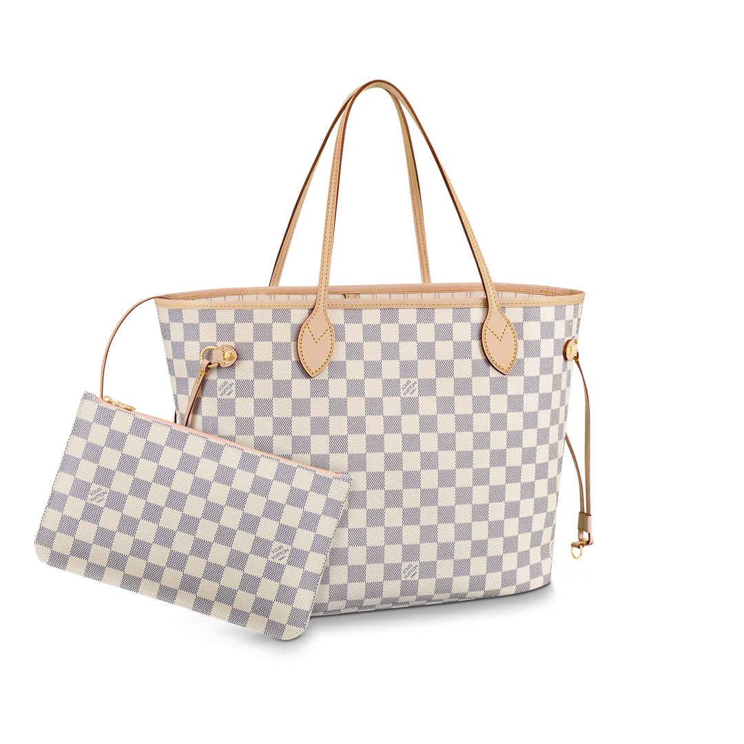 Louis Vuitton NEVERFULL MM Damier Azur Handbag N41361 Beige